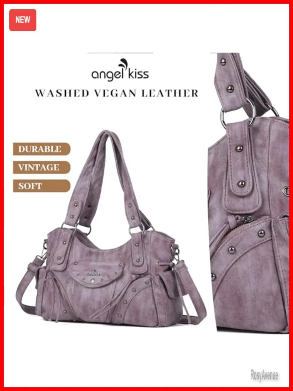 Retro Washed Vegan Leather Hobo Bag for Women - Roomy Soft Satchel with